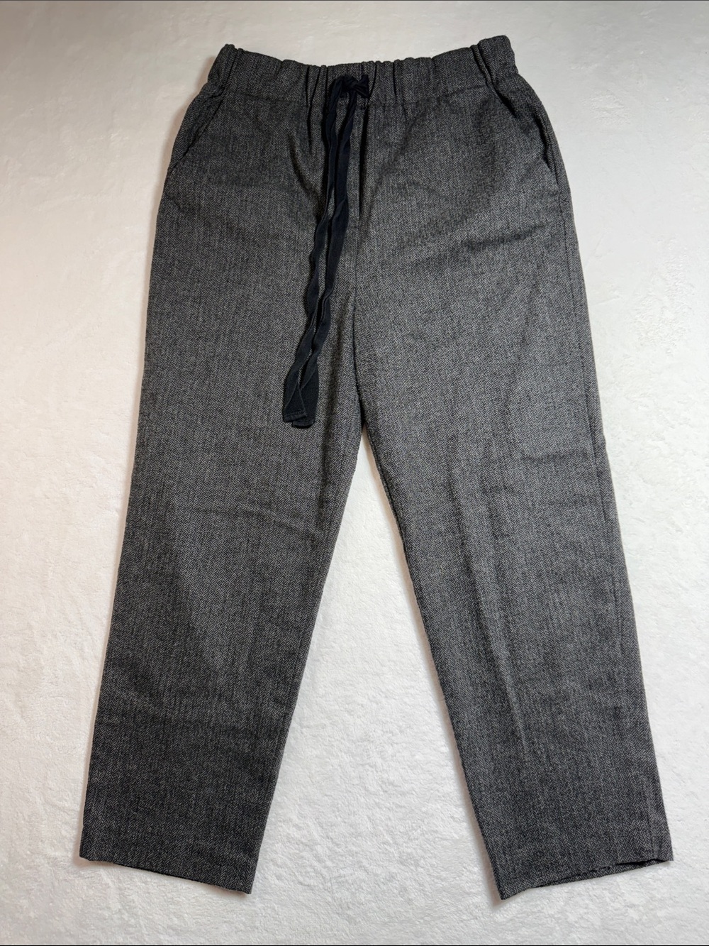 Zara Gray Cropped Drawstring Trousers